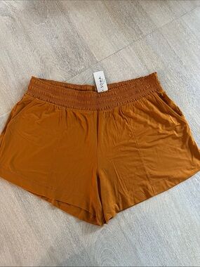 Soma Rust Smocked-Waist Athletic Lounge Shorts